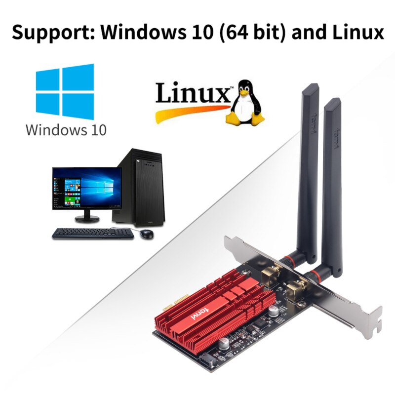 Fenvi Wi-Fi 6E Intel AX210 PCIe WiFi Adapter Dual Band 2,4G/5Ghz 3000Mbps 802,11 AX Bluetooth 5,2 wi-Fi 6 Karte Adapter Windows 10