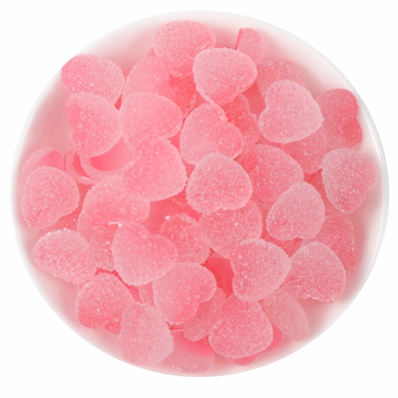 Hjärtformade berlocker för slime tillbehör leksaker godis fluffiga tillbehör lizun modellering lera diy kit slime leksak för barn: 10 st rosa