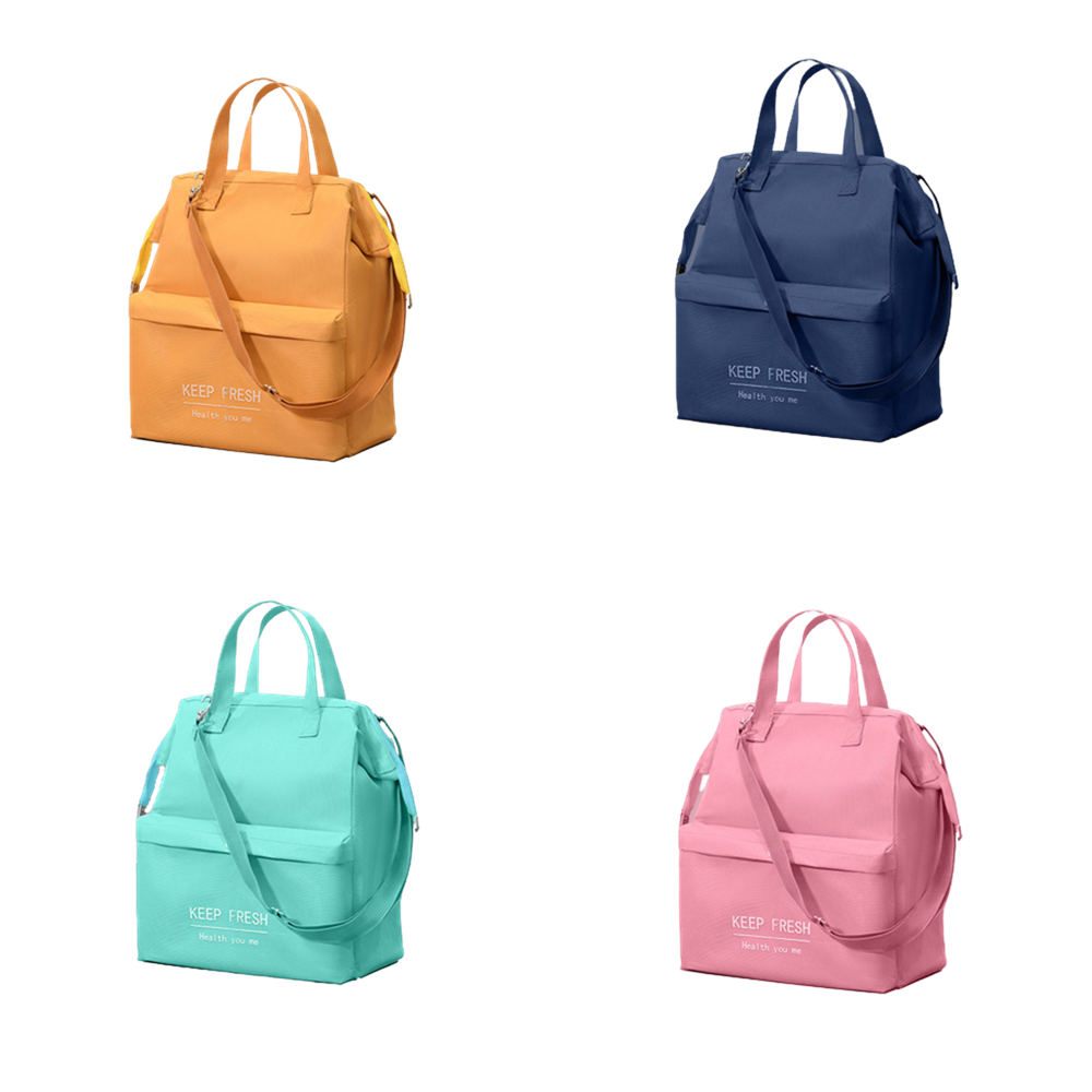 Foil Lunch Bags Macaron Waterproof Thermal Pack with Shoulder Strap Multifunctional Large Capacity Thickened Bento Handbag