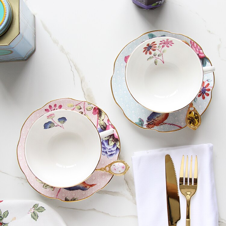 Tasse à thé anglaise de l'après-midi | Tasse de thé en porcelaine, à os céramique rétro pastorale européenne service à thé pour la maison