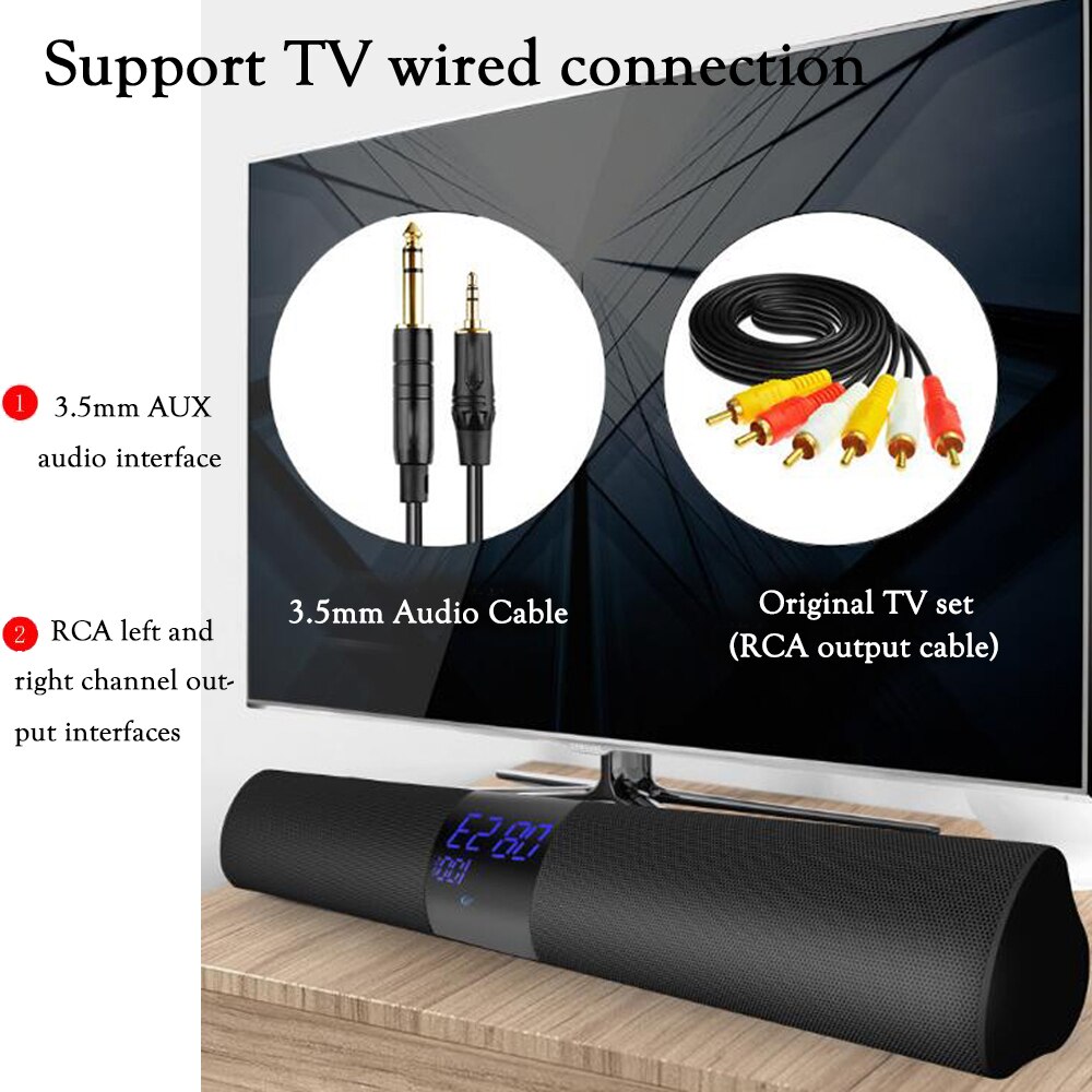 Dual Soundbar Wekker Computer Tv Luidspreker Thuisbioscoop Luidspreker Subwoofer Super Bass Draadloze Bluetooth Desktop