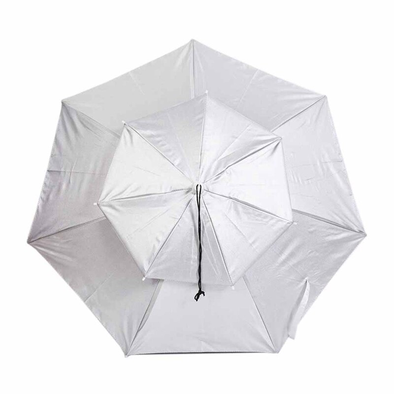 Paraplyhatt Sølv 80cm - Vanntett, Anti-UV, Solbeskyttelse for Fiske og Camping