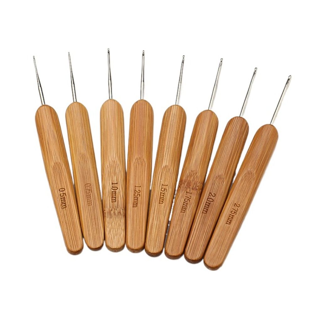 Ganchos de ganchillo de madera de bambú, herramienta de tejido de hilo, accesorios de costura artesanal, 0,5mm-6,0mm, novedad