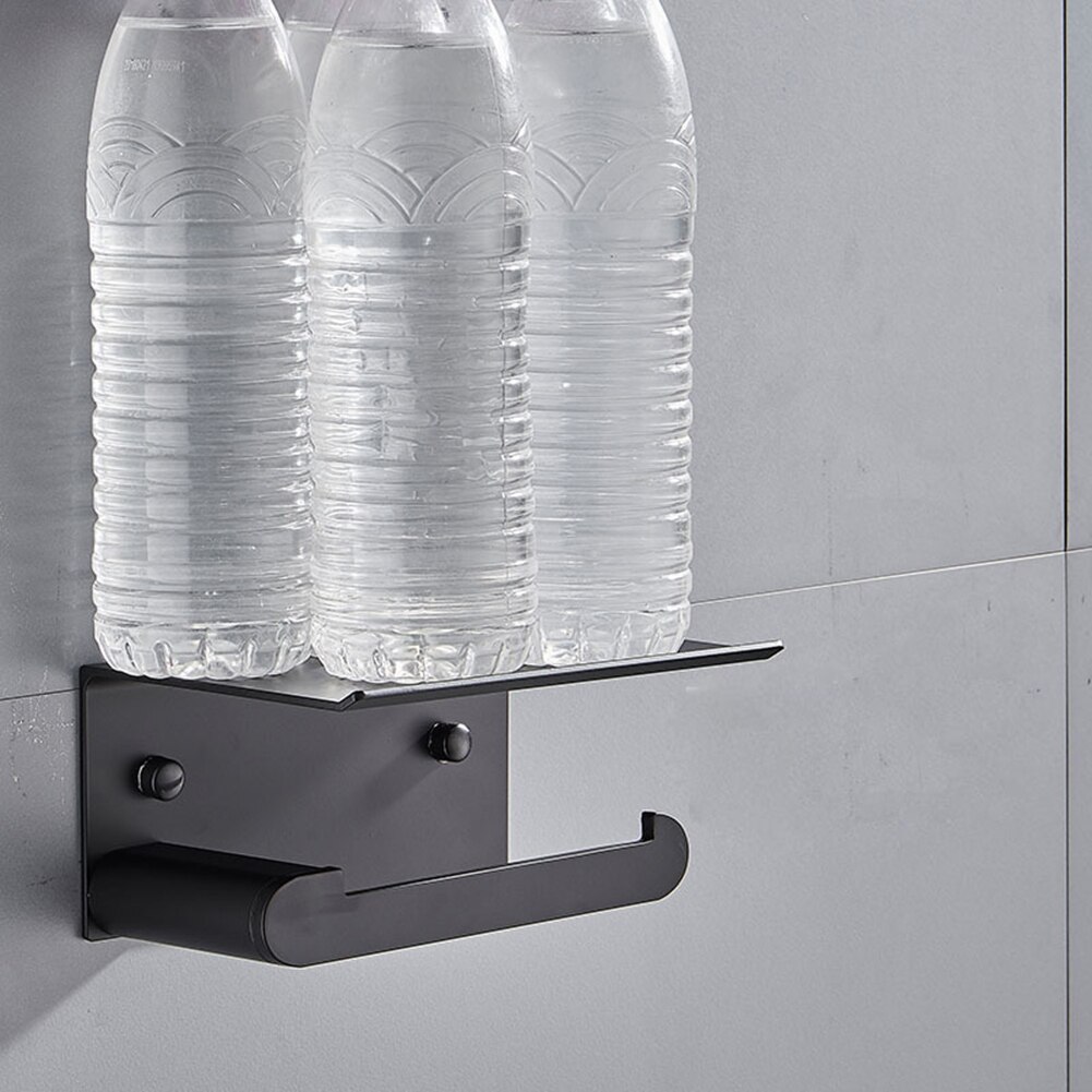 Wall Mount Toilet Paper Holder Stainless Steel Roll Paper Rack Towel Hanger With Phone Storage Shelf Bathroom Accessories