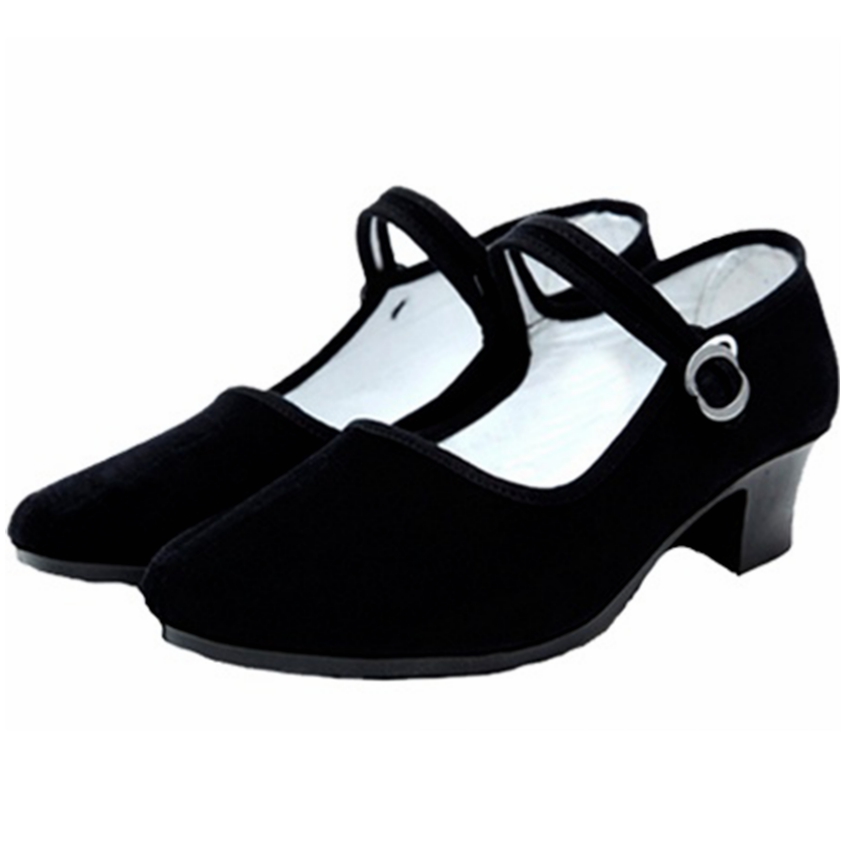 Vrouwen sport latin dansschoenen dames praktijk dansschoenen zwarte flock vrouw hoge hak vrouwelijke dansen sneakers zapatos de mujer