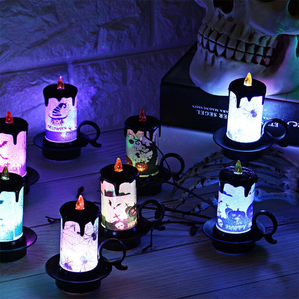 Halloween led kaarslicht enge vlamloze kaarslamp spinnenweb halloween kaarslamp halloween decoraties voor thuis
