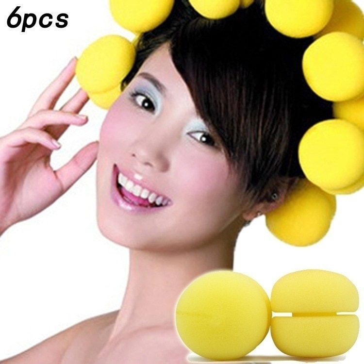 6pcs Wavy Sponge Curling Ball Random Color