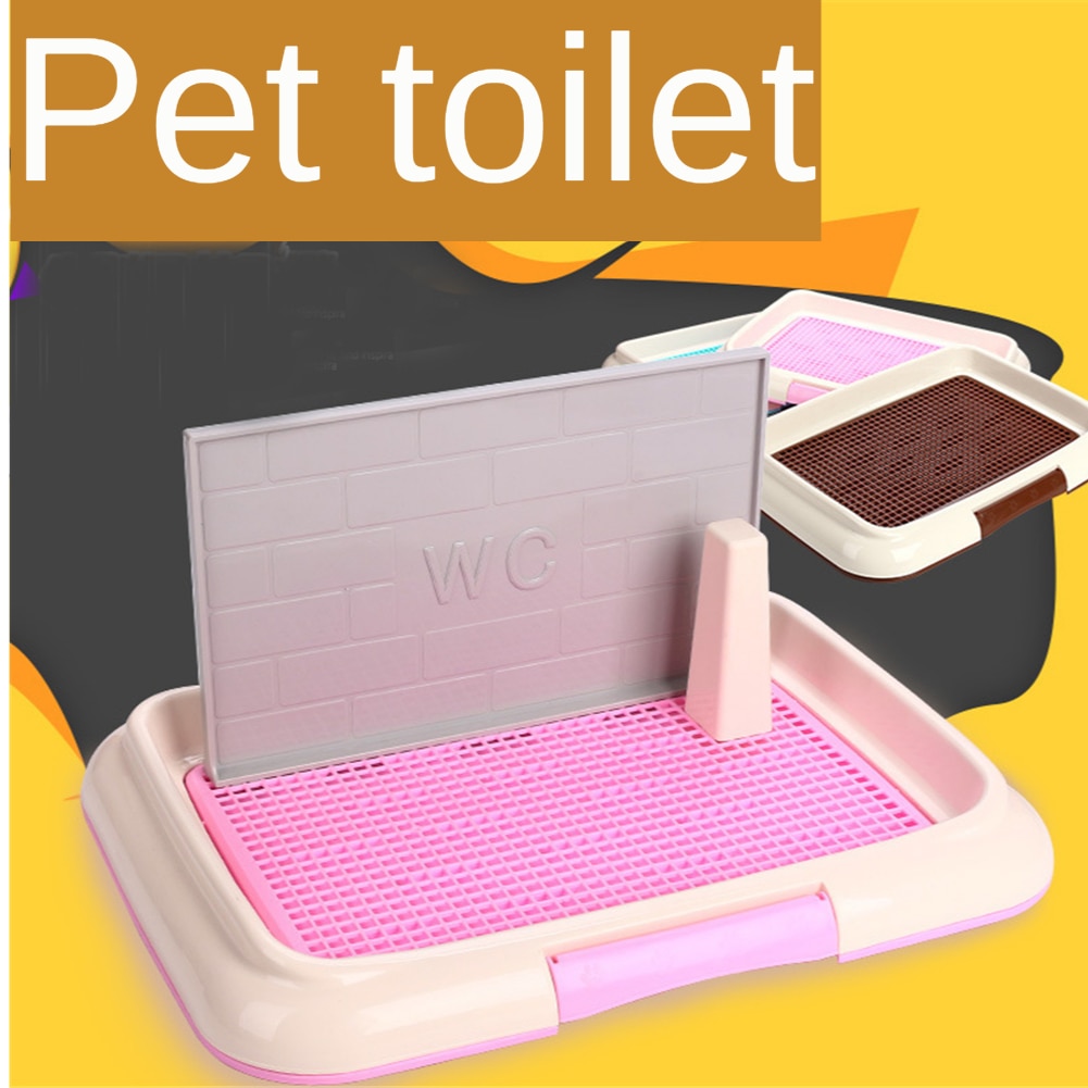 Lille kæledyr bedpan indendørs kat hund toilet kuld bakke med søjle urinal skål tisse træning let at rengøre gitter hvalp toilet potte