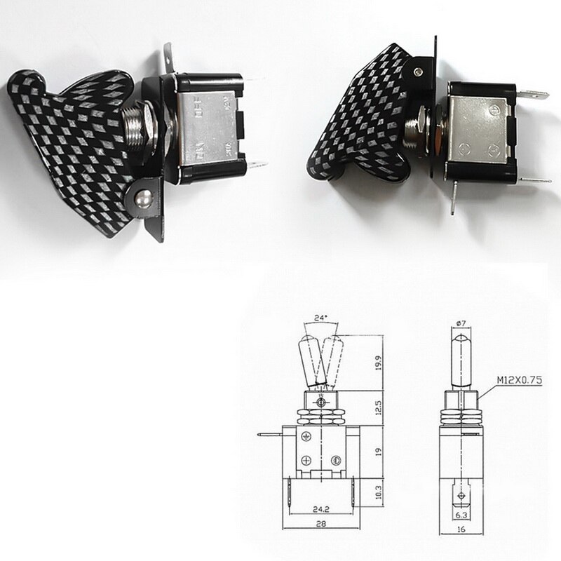 12V20ALED car switch rocker switch with carbon fiber protective cover ON-OFF Electrical equipment With Light Power Switch