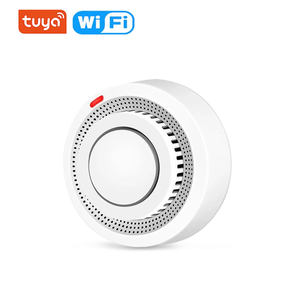 Tuya Smart WiFi Zigbee Smoke Detector Smart Fire Alarm Sensor Home Security Fire Protection System Smart Life Works Gateway Hub: WHITE