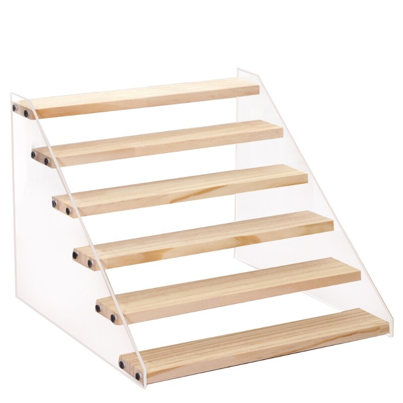 L21A Multifloor Clear Acrylic Trapezoid Display Stand Jewelry Showcase Cosmetics: Six floors