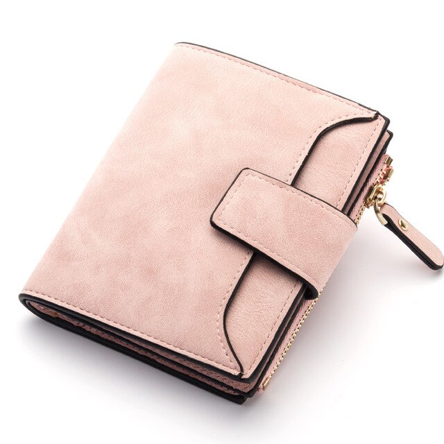 Women Wallet Hasp Small and Slim Coin Pocket Leather Purse Women Wallets Cards Holders Luxury Brand Wallets Purse: pink