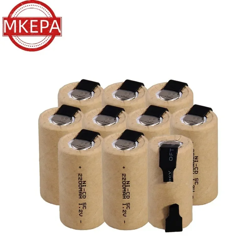 Wkrętak wiertarka elektryczna baterie SC 1.2V 2200mAh Sub C akumulator Ni-Cd z zakładką elektronarzędzie ogniwa NiCd SUBC: Czerwony
