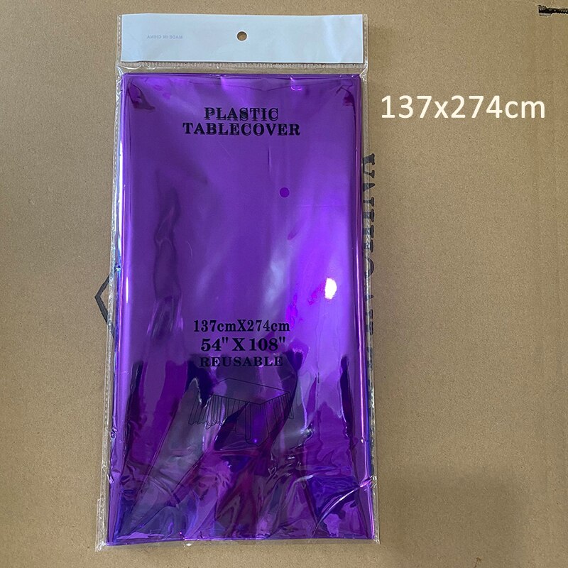 1 stk engangsdekor til duken til bryllupsdagsfest aluminiumsfolie borddeksel kjøkkenutstyr 137*274cm: Lilla