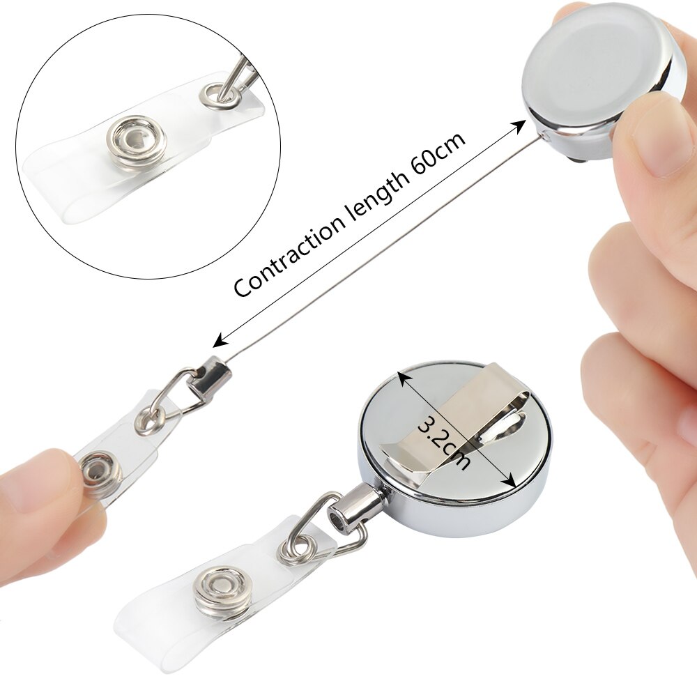 1pc chowany etui na kartę identyfikacyjną rolka smycz chrom metalowe drzwi podawać uchwyt robić łańcuszka karta pracy brelok materiały biurowe