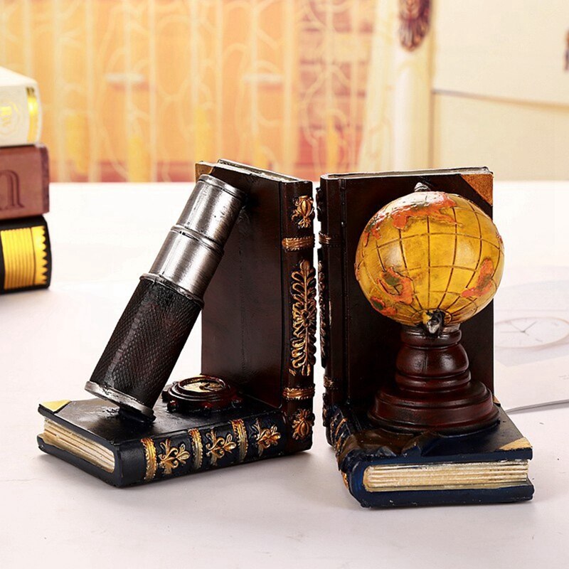 Retro Globe Boekensteunen Door Boekenplank Ambachtelijke Decoraties Kantoor Boek Stand Ornamenten
