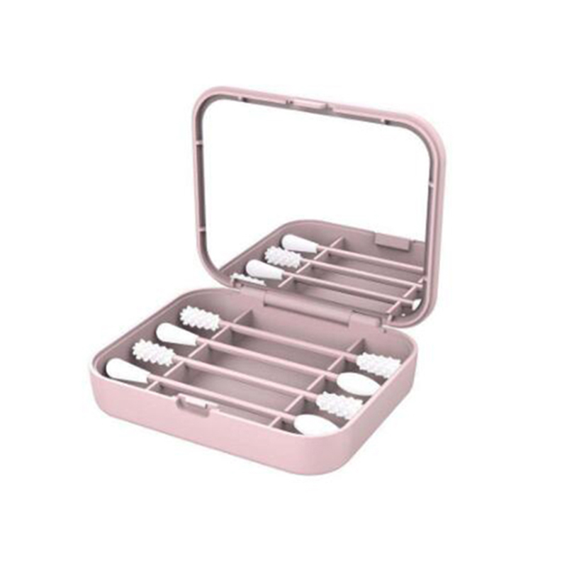 Newest 4Pcs/box Reusable Cotton Swab Ear Cleaning Cosmetic Silicone Buds Swabs Stick Double-headed Recycling For Cleaning Makeup: Pink