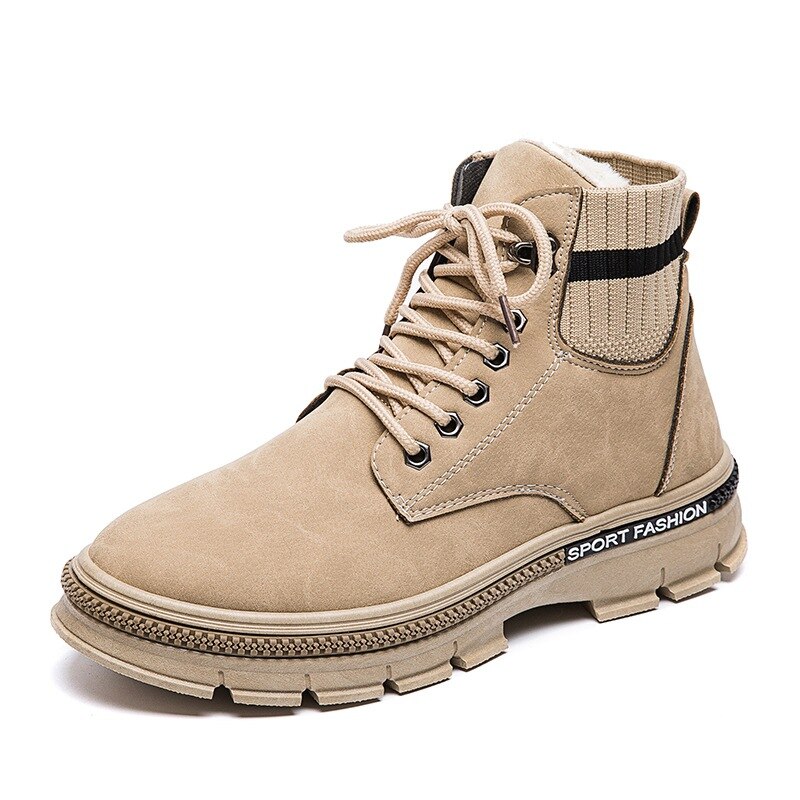 Fujin Hiver femmes hommes Polaire Doublé Bottes De Neige Slip Fond Plat Bottines Décontracté Coton Rembourré Chaussures: Marron / 8.5