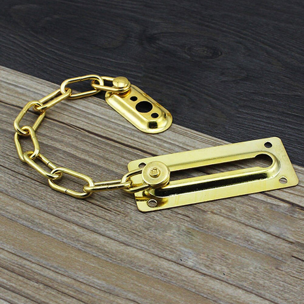 Slide Bolt Latch Gate Latches Safety Door Chain Lock with Anti-Theft Heavy Duty Iron Brushed Nickel