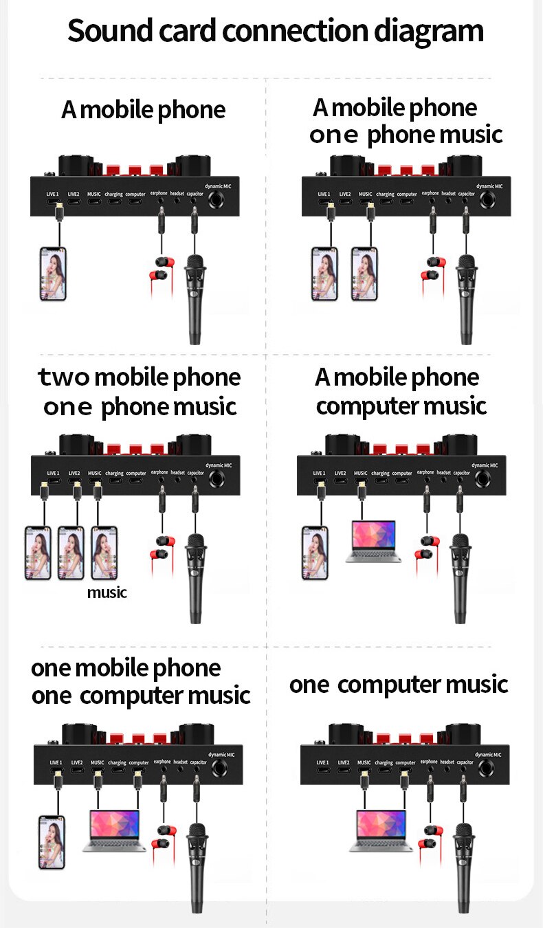 V8S Handy, Mobiltelefon Telefon Mikrofon Live Usb extern Klang Karte Klang Karte mit Bluetooth Pro Handy, Mobiltelefon Computer Audio- Schnittstelle