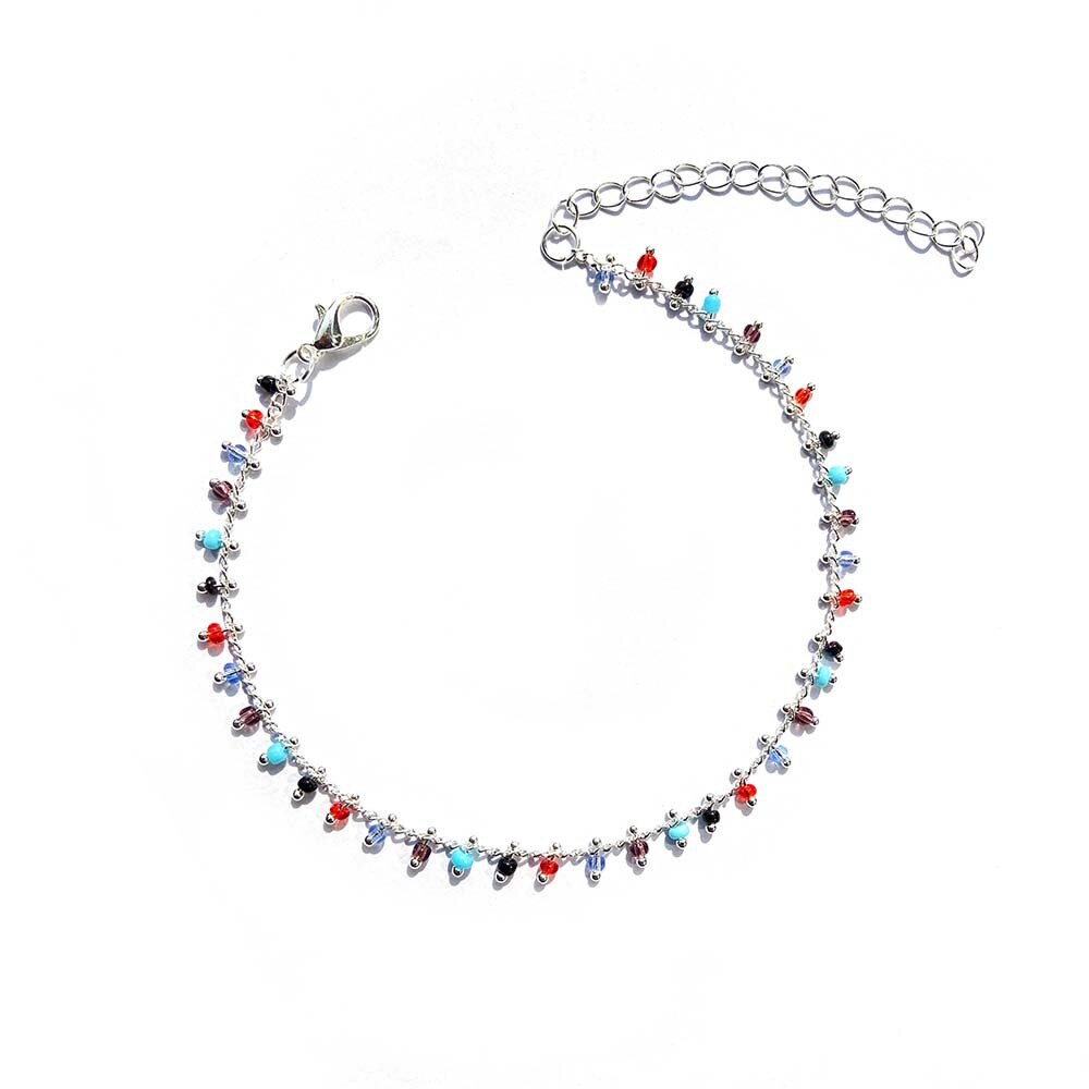 Tobilleras de abalorios Bohemias de ojos turcos multicolor para mujer, pulsera de tobillo de concha de tortuga, pulsera de pie, joyería de playa de océano: JL034B