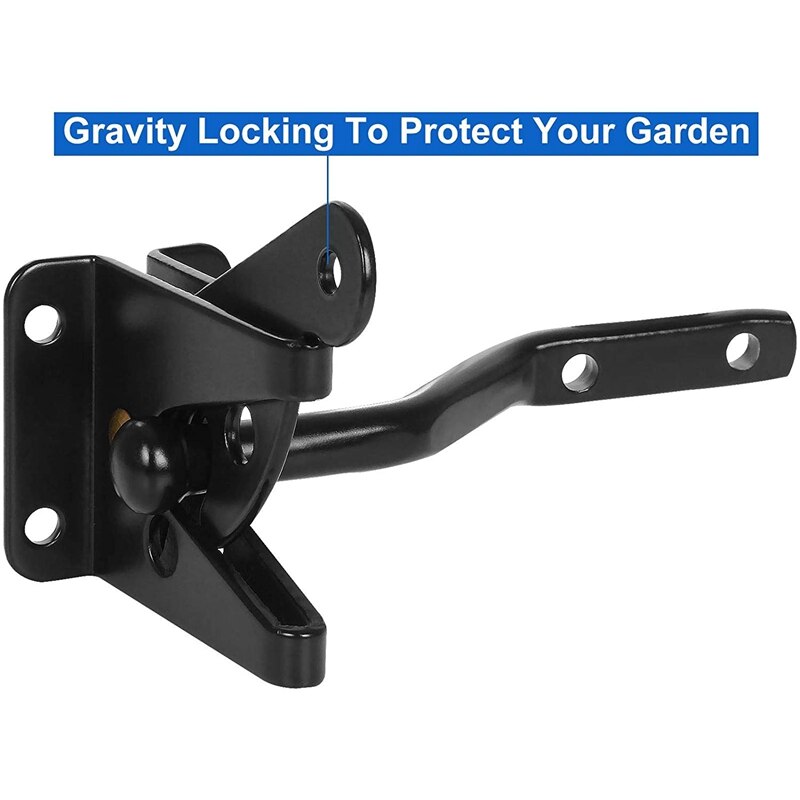 3 Pcs Self Locking Gate Latch Automatic Gravity Lever for Wood Fence Gate,Door Latches,Steel,Black