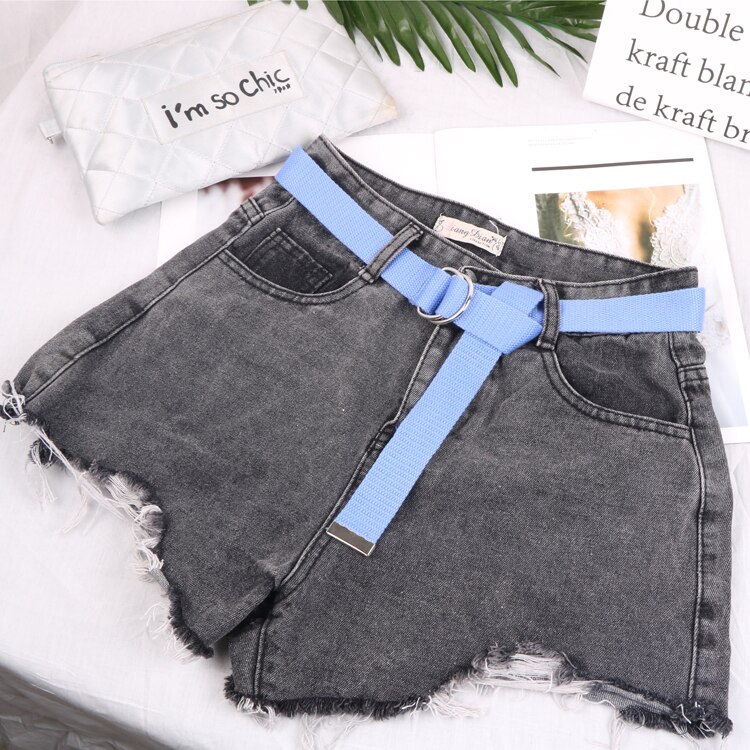 D ring spænde bælte harajuku lynlås all-match ultra lang lærred bælte elskere kort ensfarvet langt bælte 110cm lang: Himmelblå