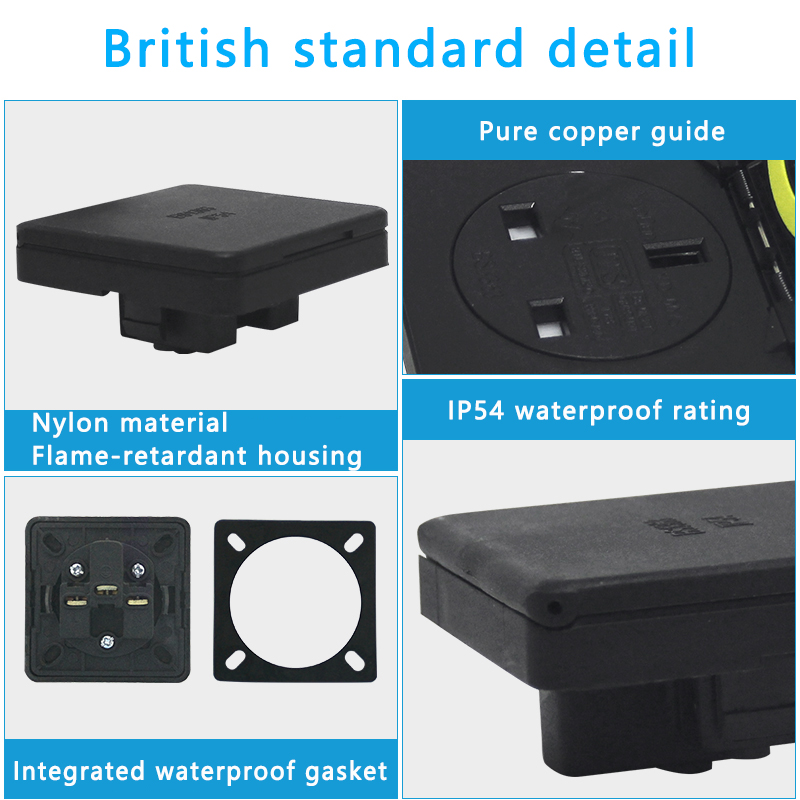 Europäischer/französischer/britischer Standard ip44 16a 250v universeller explosions geschützter wasserdichter Steckdosen schalter Stecker britische Steck platine