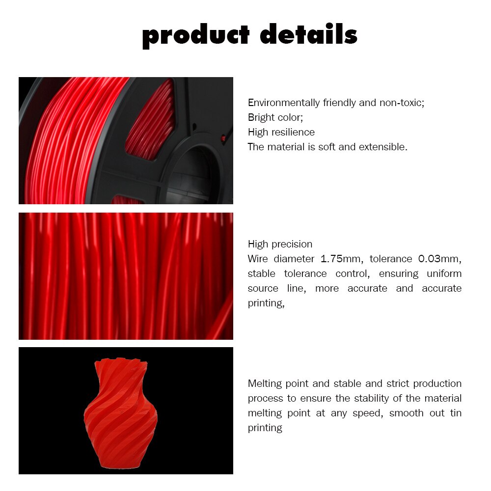 Diy 3d printer filament fleksibel tpu gennemsigtig 1.75mm plastik gummi forbrugsmateriale 0.5/ kg med spole hurtigt