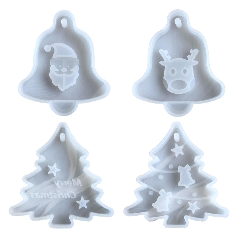 Christmas Tree Bell Elk Pendant Silicone Mould - Crystal Epoxy Resin Casting Form