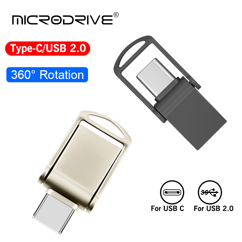 Mini metalen otg type-c pendrive usb geheugenstick 16gb 32gb 8gb usb flashkaart 128gb 256g 512g type-c pendrive