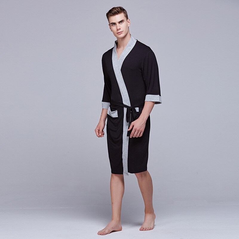 Lente En Zomer Mannen Katoen Kamerjas Badjas Mannen Effen Kleur Katoen Gewaad Thuis Kleren Slapen Gewaad Voor Mannen kimono Mannen: heihui / XL