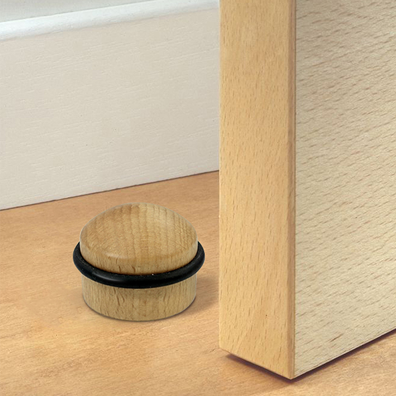 Houten deurstopper siliconenrubber zelfklevend anti-botsing deurwig stop thuis muur vloer meubelbescherming