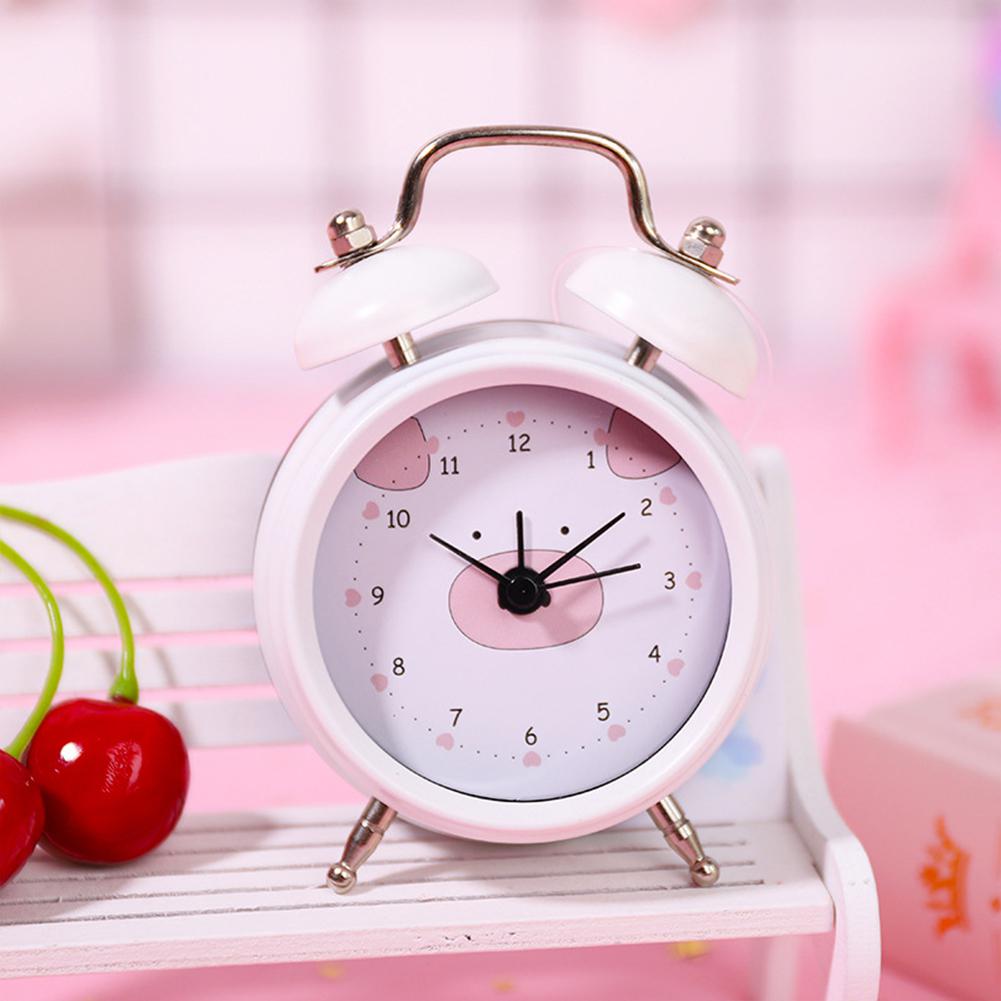 Portable Classic Silent Double Bell Alarm Clock Quartz Movement Bedside Bell Green Blue Red Pink Yellow for Student