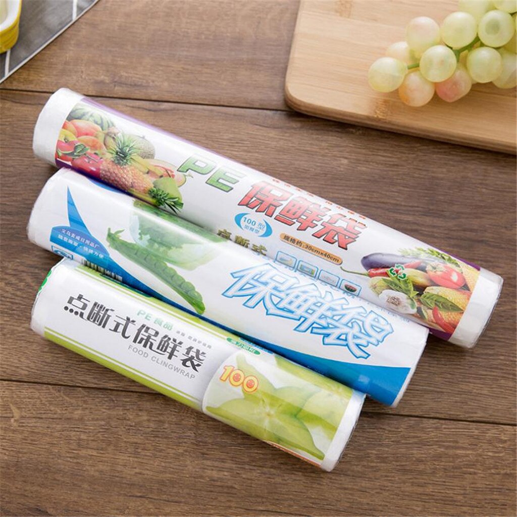 Food Grade Eco Friendly Plastic Bag Breakpoint Kitchen Reusable Thickening Food Preservation Bag 50 Packs Plastic Bags