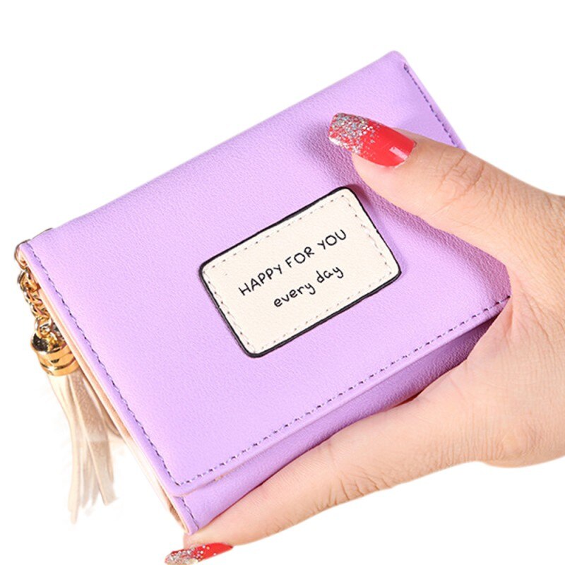 Mode Vrouwen Casual Meisjes Omzoomd Lederen Kleine Portemonnee Brief Patchwork Portefeuilles Portemonnees Vrouwelijke Korte Coin Hasp Purse Credit