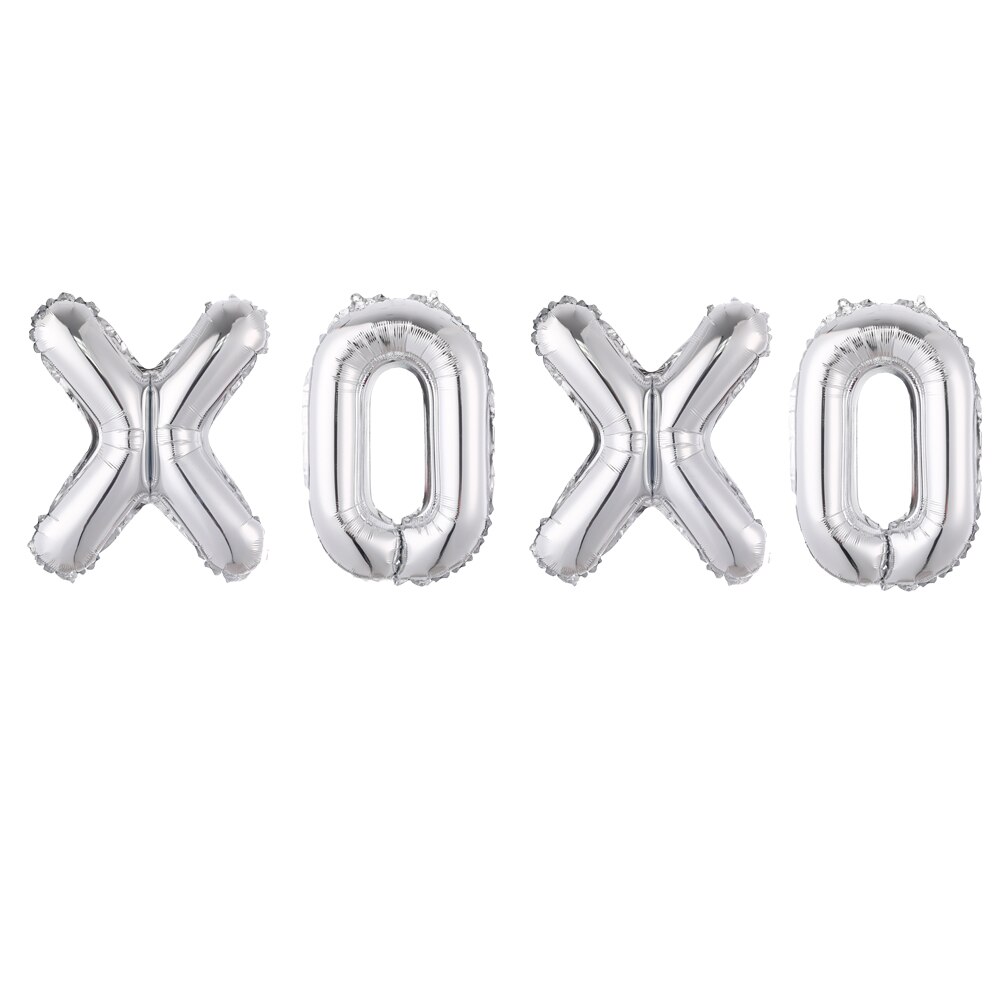 16Inch Rose Goud Xoxo Brief Folie Ballon Anniversary Wedding Valentijnsdag Verjaardag Party Decoration Bridal Douche Globos Ballon: Silver