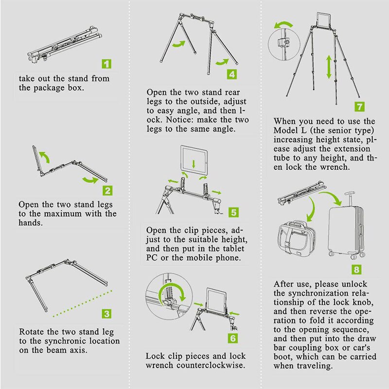 Adjustable Tablet Stand Tripod Holder For iPAD Pro 12.9 Samsung Aluminum Alloy Flexible Scalable Arm Floor Desk Ded Stand