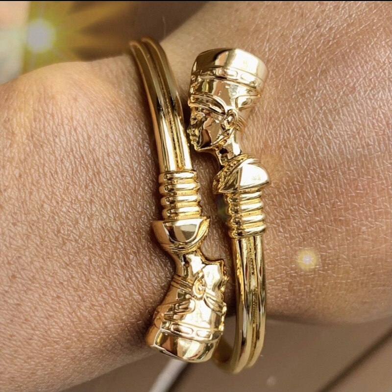 Egyptische Armbanden Sieraden Koningin Nefertiti Bangles Armbanden Voor Vrouwen Roestvrij Staal Gouden Armband Afrikaanse Armbanden Sieraden