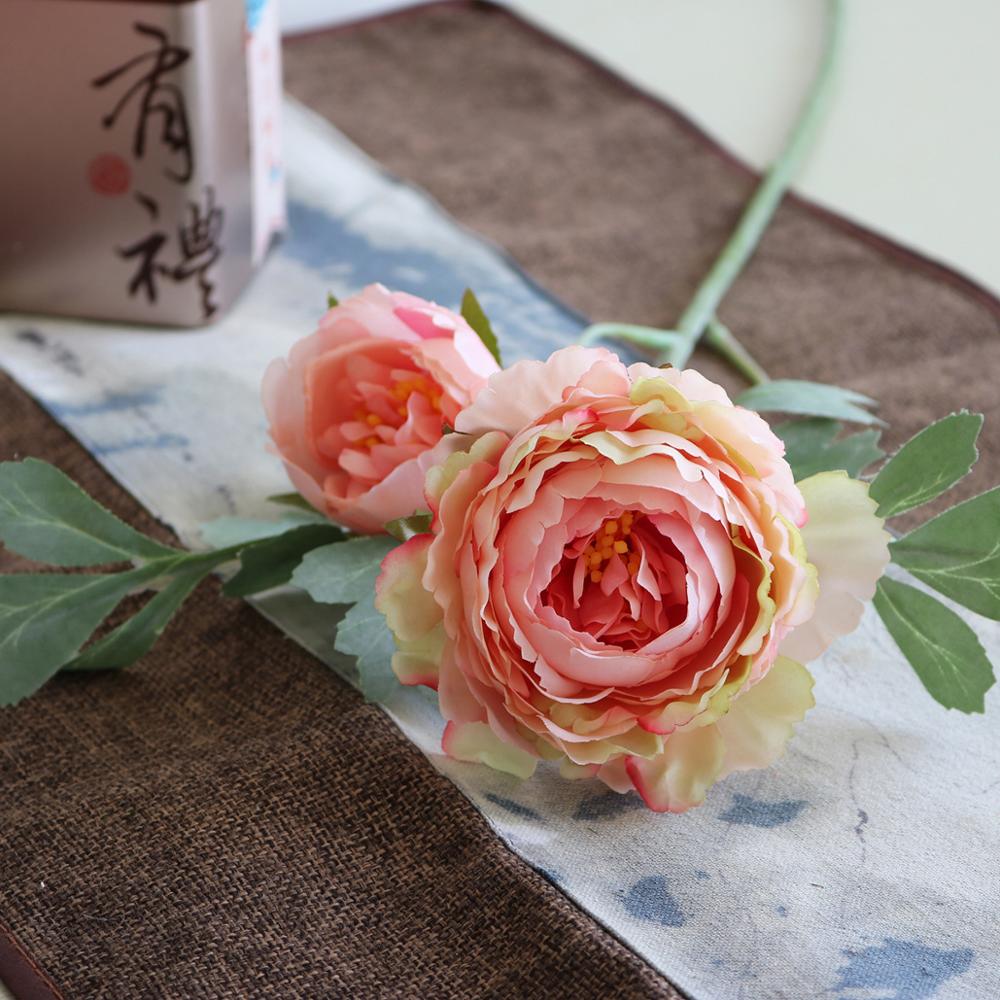 Vacker silke te pion ros blomma | konstgjorda plastblommor för bröllop, hemtillbehör, rumsdekoration