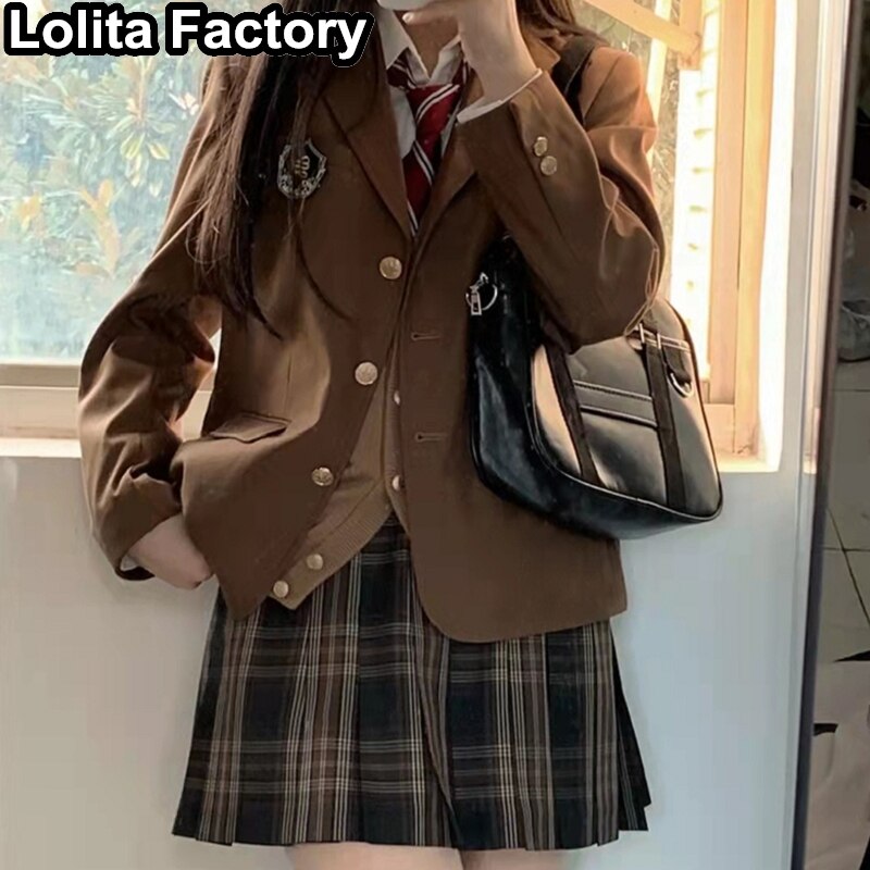 Japanese Women JK Blazer Suit jacket spring autumn High School Uniform for Students Girl coat Outwear College Style blazers Suit