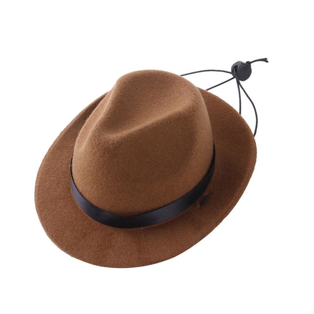 Dog Cowboy Hat with Adjustable Rope Photo Prop Pet Halloween Christmas Street Hat Dog Accessories: Brown