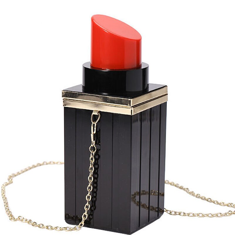 Clutch Evening Bags Chain bag women bags Black Lipstick Shape Women Cutch Banquet party purse beauty #50: black women bag