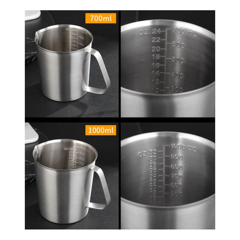 Stainless Steel Measuring Cup Mug Mixing Resin Kitchen Jug Pour Spout