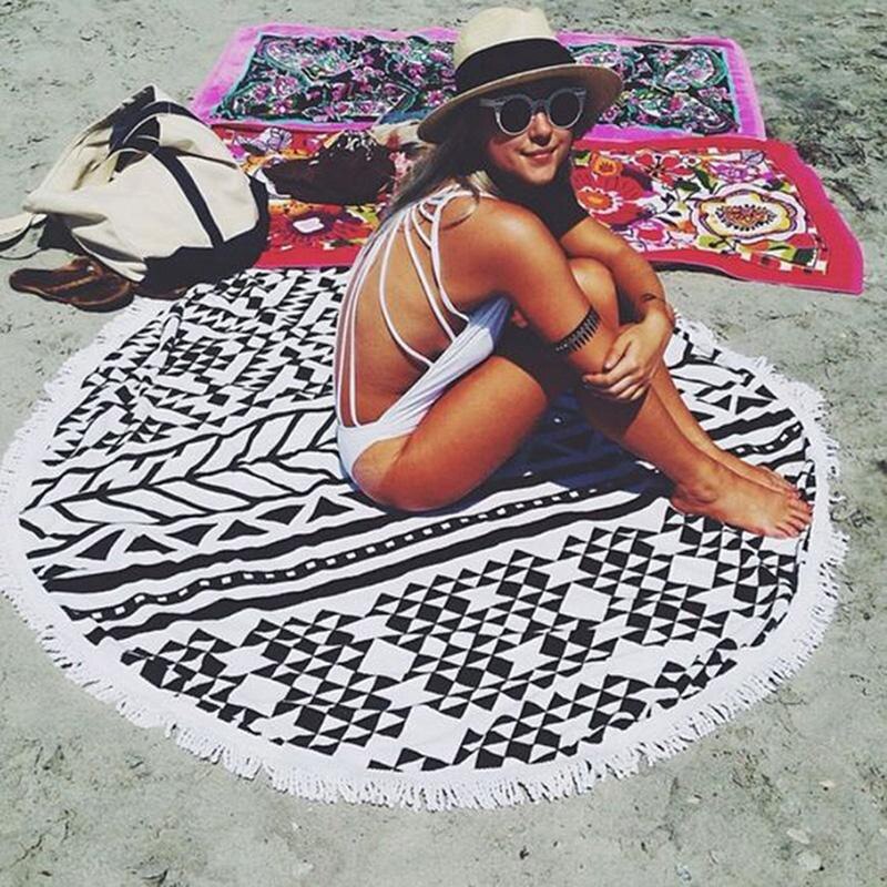 Summer Large Printed Round Beach Towels Tassel Circle Beach Towel Serviette De Plage
