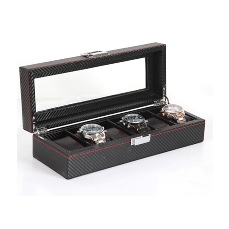 6- cifret kulfiber urkasse armbånd ur opbevaringsboks smykker display boks ur display rack smykke opbevaring