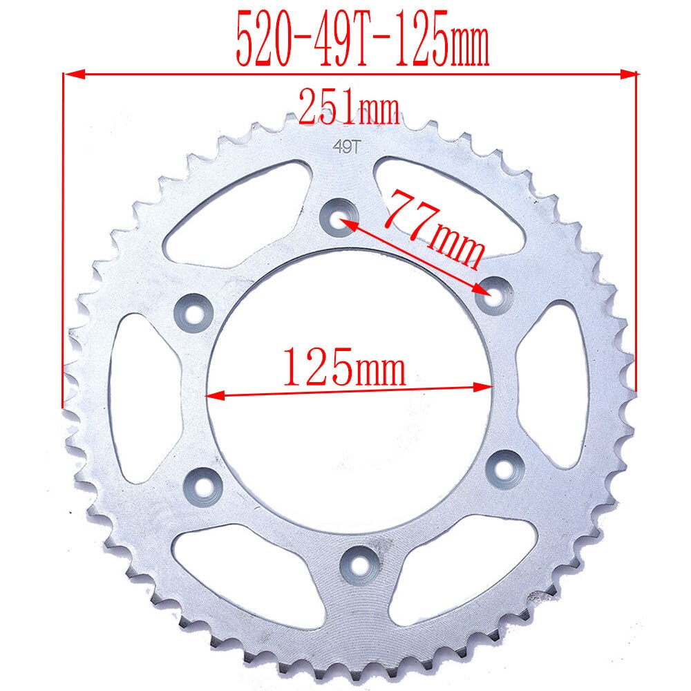 520 ketten 43T/45T/47T/49T Motorrad Kette Kettenräder Hinten Zurück Kettenrad Für ATV Quad Grube Schmutz Fahrrad Motorrad Motor- Moped: 520-49T-125MM A
