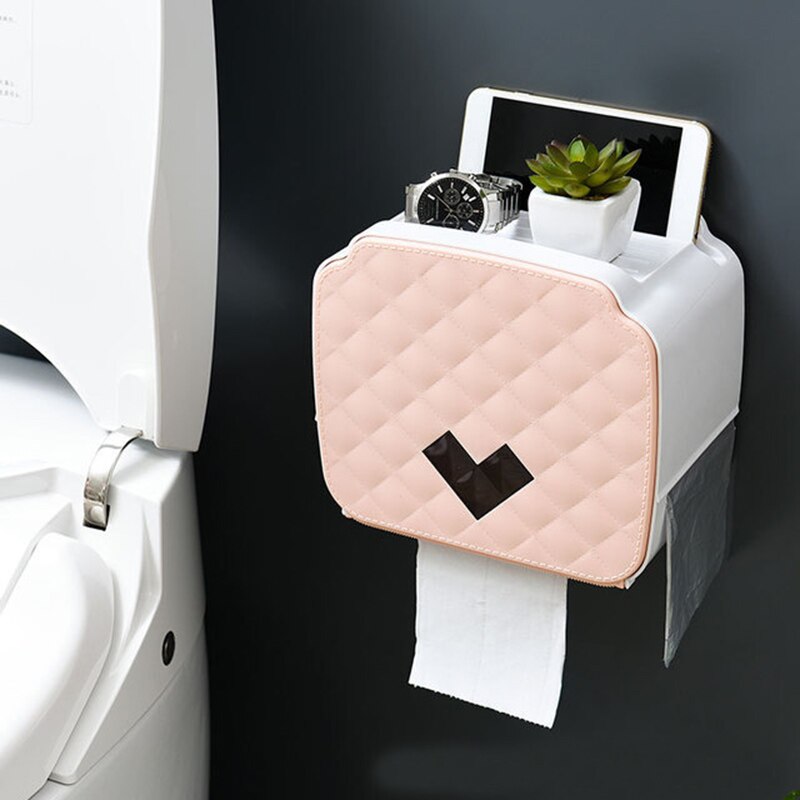 Toilet Paper Holder Roll Paper Tube Bathroom Plastic Waterproof Tissue Box Toilet Paper Tray Wall Mounted Storage Box Organizer