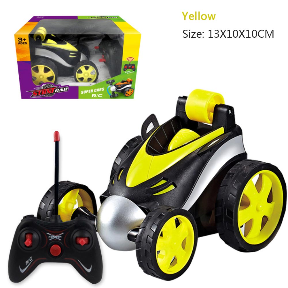 Micro Stunt Dansen Rc Auto Tuimelen Elektrische Gecontroleerde Plastic Mini Auto Grappig Rolling Roterende Wiel Voertuig Speelgoed Rc Kid: Geel