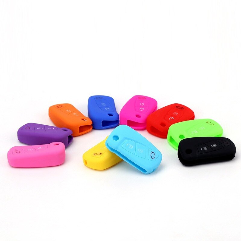 3 Buttons Silicone Car Key Case for Ford KA MK2 Aftermarket Folding Keychain Holder Remote Control Fob Protector Cover